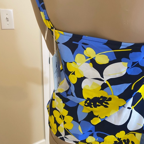 Caribbean Joe Blue and Yellow Floral Tankini Top only - Picture 8 of 11